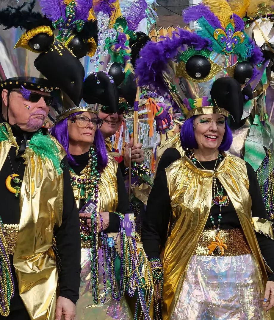 A krewe in costume at the parade